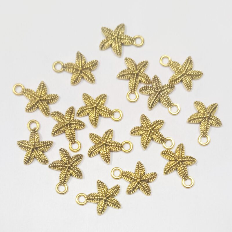 Oxidized Gold Plated Star Shaped Charms 12Mm - Pack Of 25 Pieces