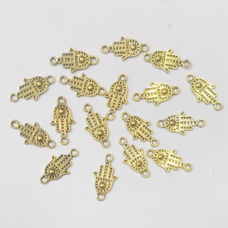 Oxidized Gold Plated Hamsa Charms 15X10 Mm - Pack of 25 Piece