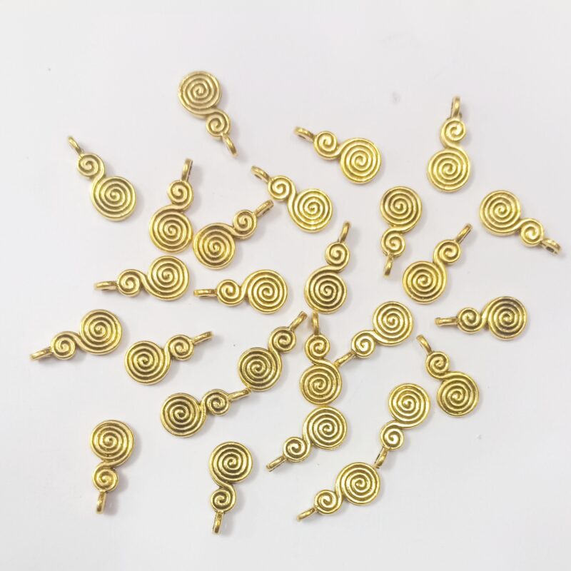 Oxidized Gold Plated Swirl Shaped Charms 15X6Mm - Pack Of 25 Pieces