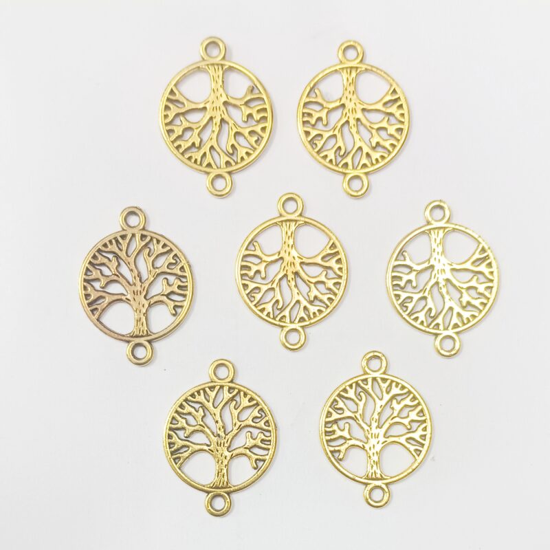 Oxidized Gold Plated Tree With Two Loops Charms 18Mm - Pack of 25 Pieces: