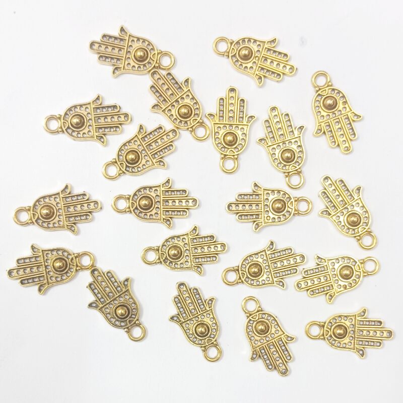 Oxidized Gold Plated Large Hamsha Charms 20X10Mm - Pack of 25 Piece