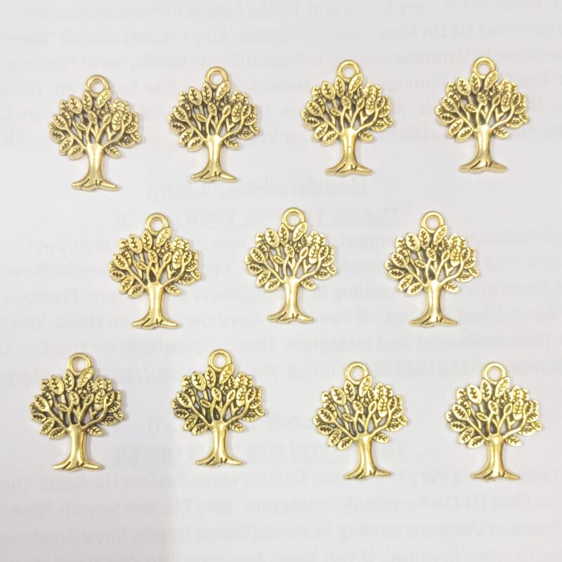 Oxidized Golden Plated Tree Charms Single Loop 20X15mm - Pack of 25 Pieces: