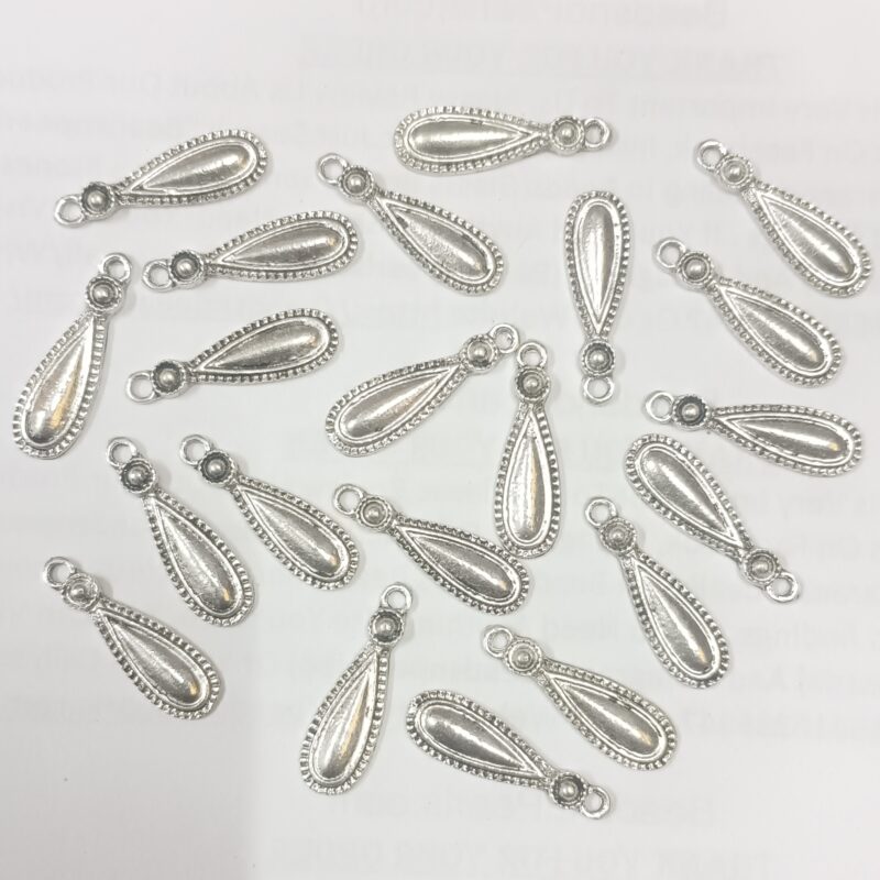Oxidized Silver Plated Charms Single Loop 25X8mm - Pack of 25 Pieces: