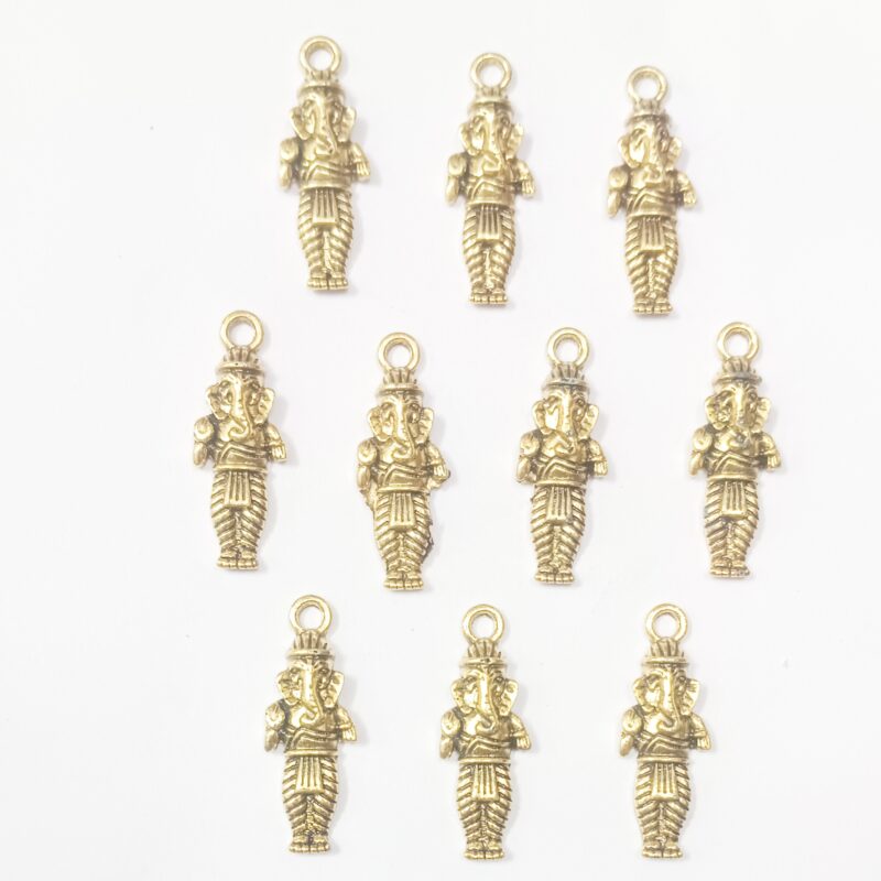 Oxidized Golden Plated Lord Ganesha Charms With Single Loop 30X10Mm - Pack of 15 Piece