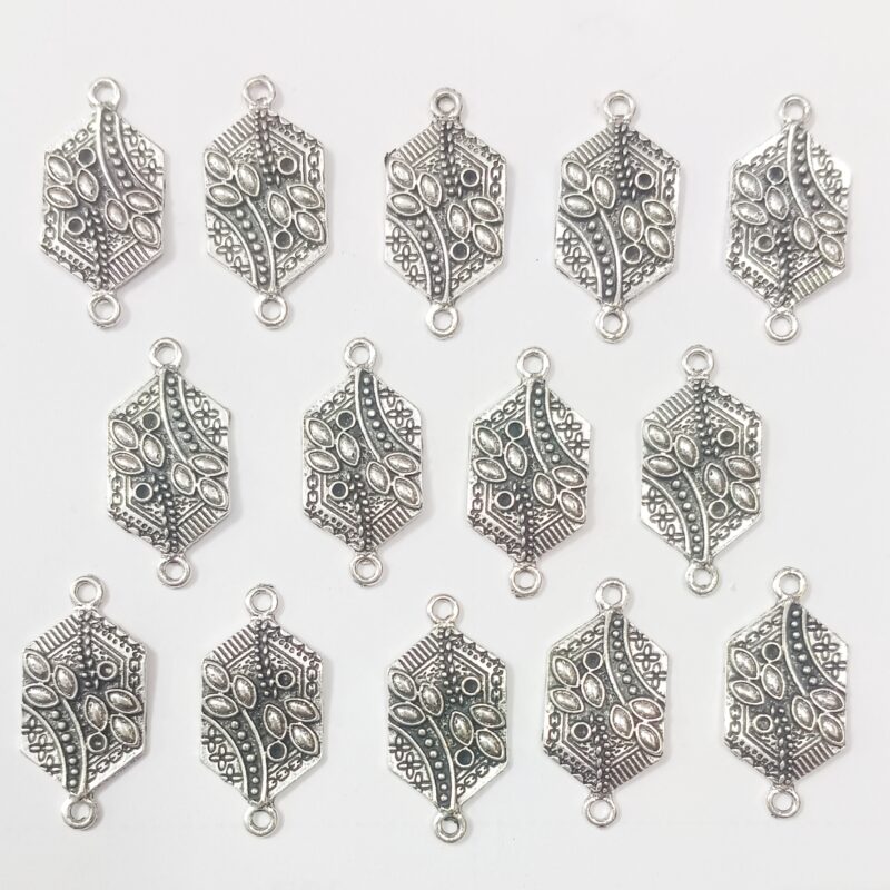 Oxidized Silver Plated Charms With Two Loop 30X15Mm – Pack of 10 Piece