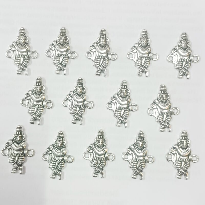 Oxidized Silver Plated Lord Krishna Charms With Two Loop 32X18Mm – Pack of 25 Piece