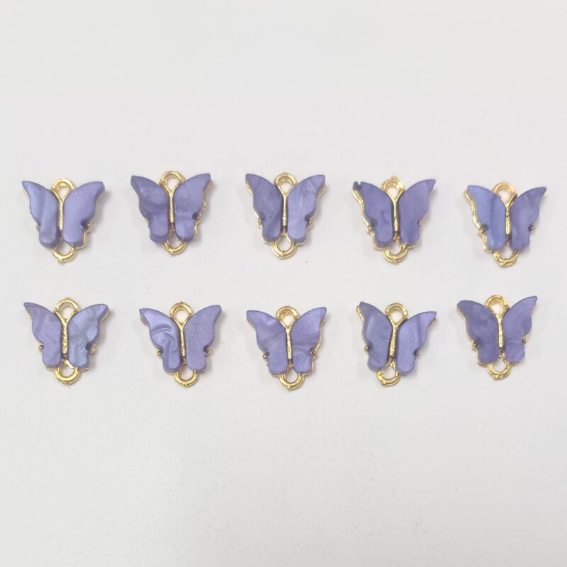 Blue Acrylic Butterfly Charm, Plum, 13x14x3mm, Hole: 2mm 2 Loops Hole - Sold As A pack of 1 Pieces