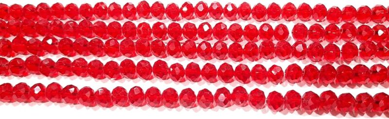 Transparent Red Roundelle Glass Beads for Jewelry Making - 8Mm (69 Crystals in 1 Line) - Pack of 2 lines