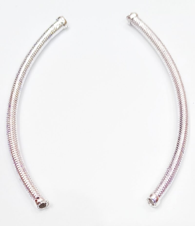 Iron Silver Bend Pipe Tubes/Hollow Necklace Pipe 10cm - Pack Of 2 Pair (4 Pieces) edit