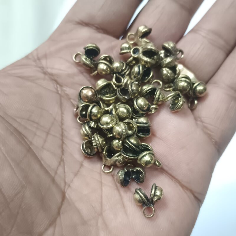 Golden Oxidized Open Mouth Ghungroo/Bell Charms Sold By 50 Pieces Pack - Image 2