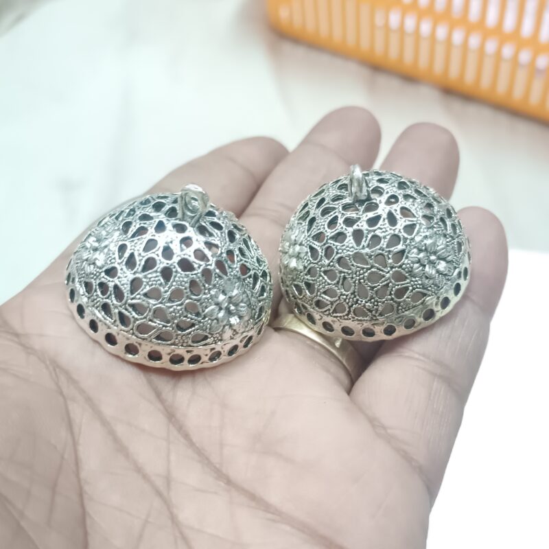 Oxidized Silver Plated Jhumka Base For Jewelry Making 35x20 Mm- Pack of 2 Pieces - Image 2