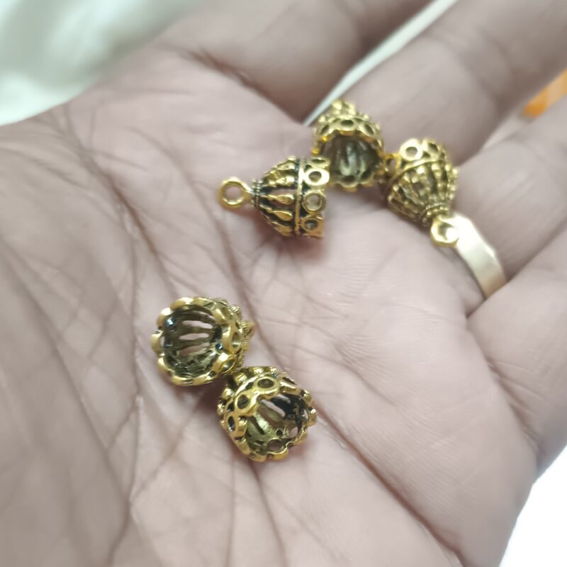 Oxidized Gold Plated Jhumka Base For Jewelry Making 10x10 Mm- Pack of 4 Pieces - Image 2