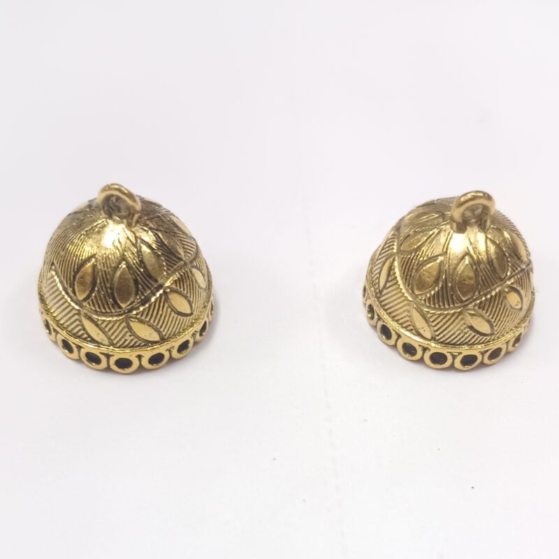 Oxidized Gold Plated Jhumka Base For Jewelry Making 20x20 Mm- Pack of 2 Pieces
