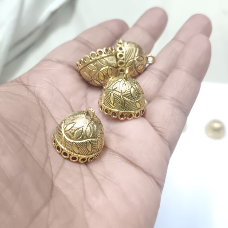 Oxidized Gold Plated Jhumka Base For Jewelry Making 20x20 Mm- Pack of 2 Pieces - Image 2