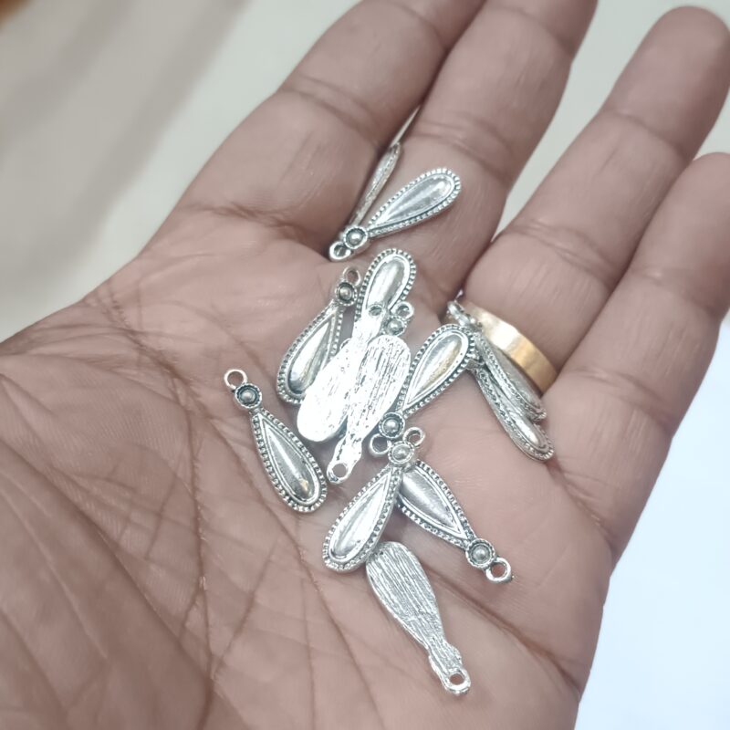 Oxidized Silver Plated Charms Single Loop 25X8mm - Pack of 25 Pieces: - Image 2