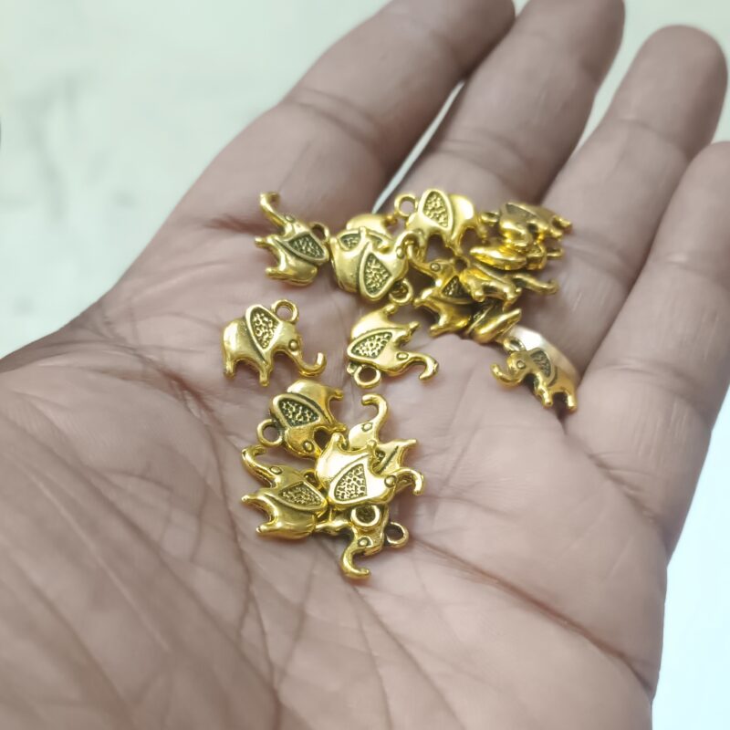 Oxidized Gold Plated Elephant Charms 10x10Mm - Pack Of 25 Pieces - Image 2