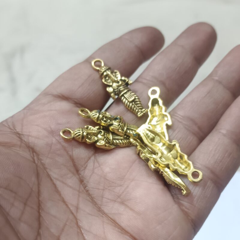 Oxidized Golden Plated Lord Ganesha Charms With Single Loop 30X10Mm - Pack of 15 Piece - Image 2