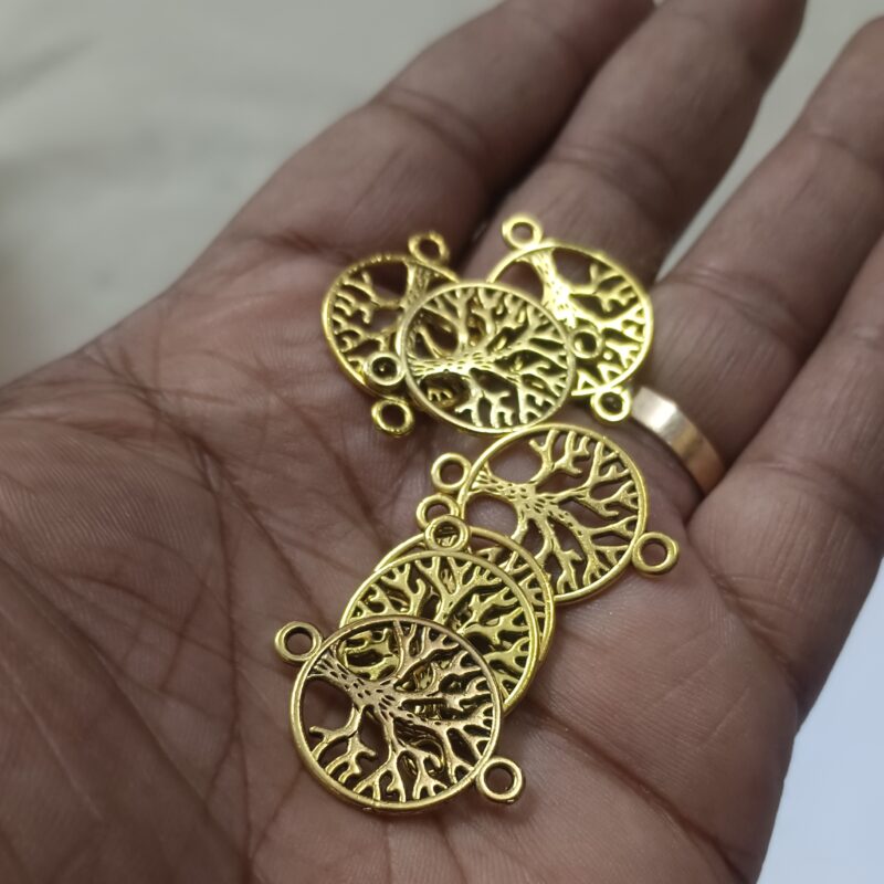 Oxidized Gold Plated Tree With Two Loops Charms 18Mm - Pack of 25 Pieces: - Image 2