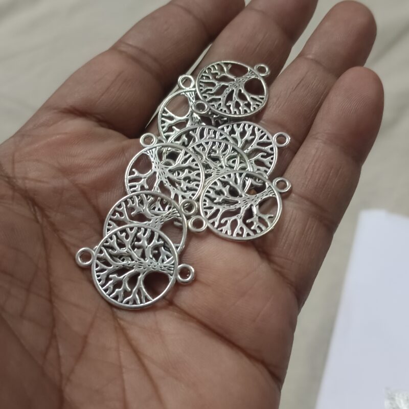 Oxidized Silver Plated Tree With Two Loops Charms 18Mm - Pack of 15 Pieces: - Image 2