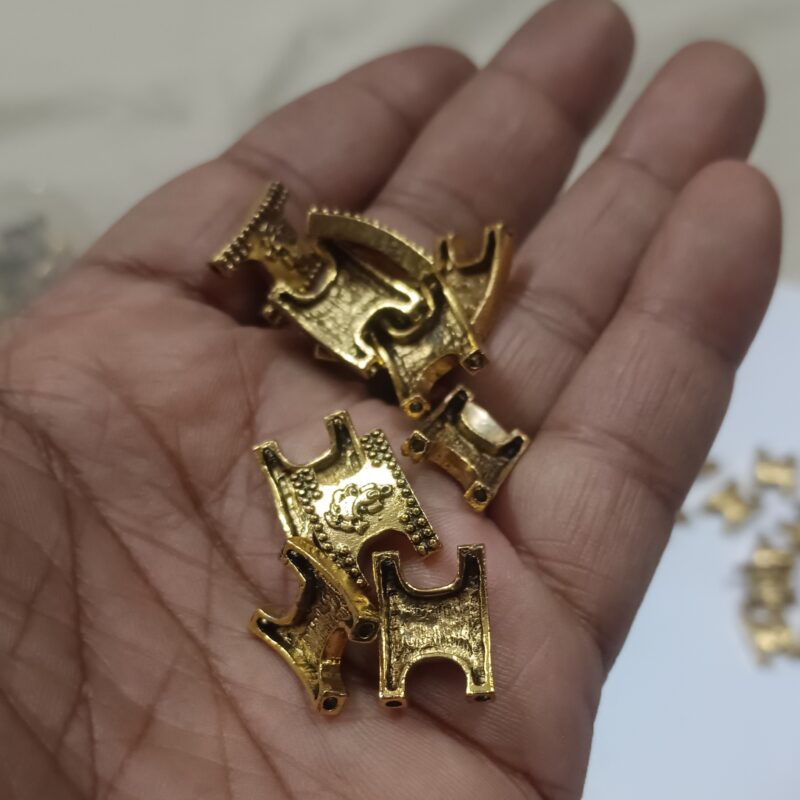 Oxidized Gold Plated Bend H Embeded Lord Ganesha Shaped Charms 15X12Mm – Pack Of 25 Pieces - Image 2