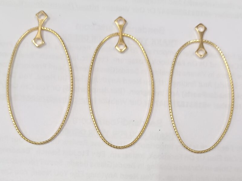 Indian Made Iron Golden Egg Shaped Hoops 50X30 Mm - Pack Of 2 Pair