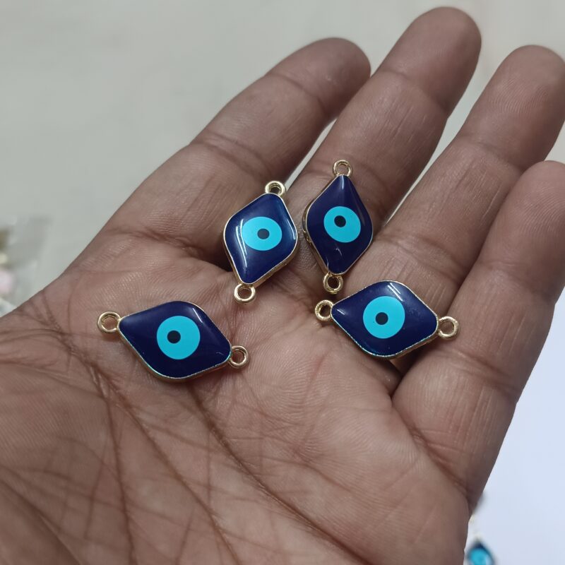 Blue Evil Eye Charms Connectors Rhombus Shaped With 2 Loops Hole - 27 Mm - Sold As Pack Of 1 Pcs - Image 2