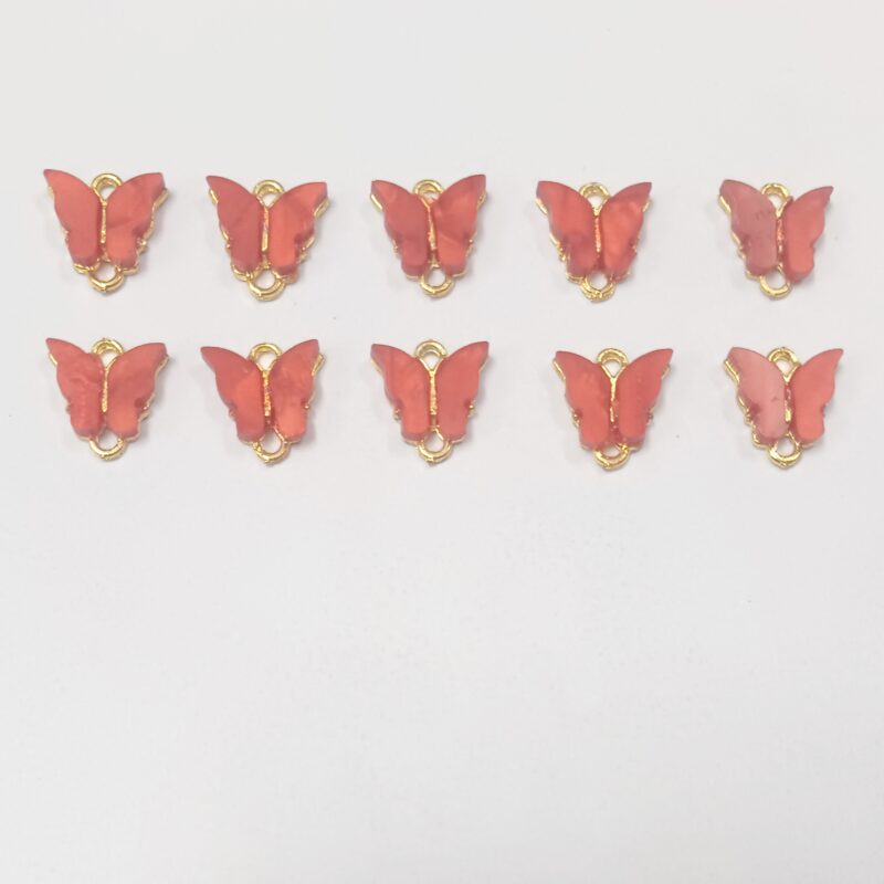 Red Acrylic Butterfly Charm,13x14x3mm, Hole: 2mm 2 Loops Hole - Sold As A pack of 1 Pieces