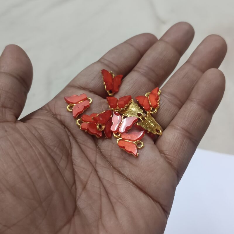 Red Acrylic Butterfly Charm,13x14x3mm, Hole: 2mm 2 Loops Hole - Sold As A pack of 1 Pieces - Image 2