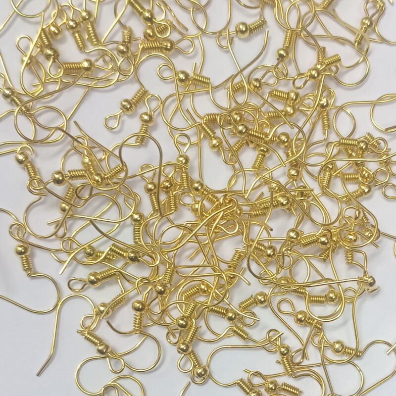 Gold Plated Earring Hooks Fish Hook Earring Parts 20X7 Mm- Pack Of 100 Pieces