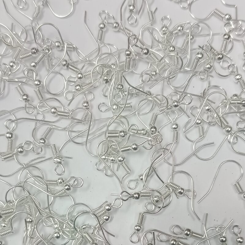 Silver Plated Earring Hooks Fish Hook Earring Parts 20X7 Mm- Pack Of 100 Pieces