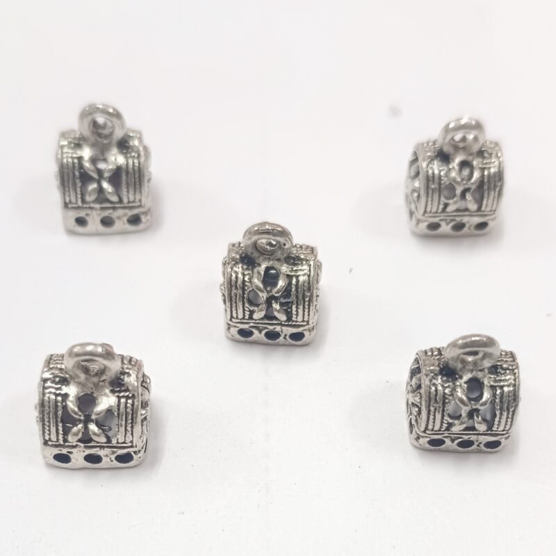 Oxidized Silver Plated Jhumka Base For Jewelry Making 10x10 Mm- Pack of 4 Pieces