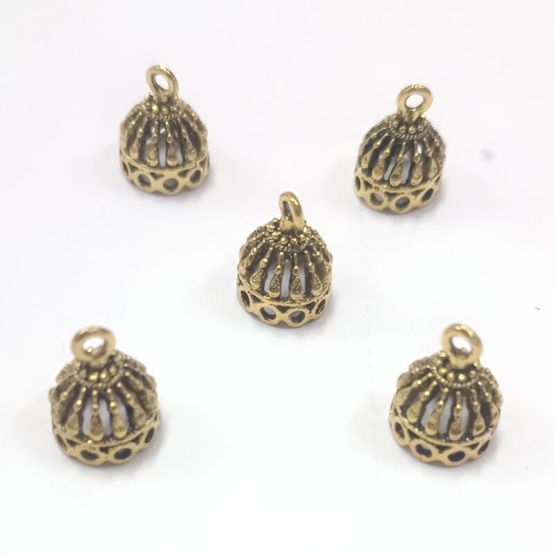 Oxidized Gold Plated Jhumka Base For Jewelry Making 10x10 Mm- Pack of 4 Pieces