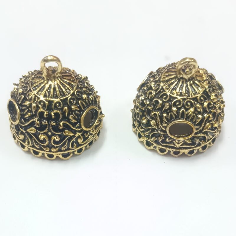 Oxidized Gold Plated Jhumka Base For Jewelry Making 20X20 Mm- Pack of 2 Pieces