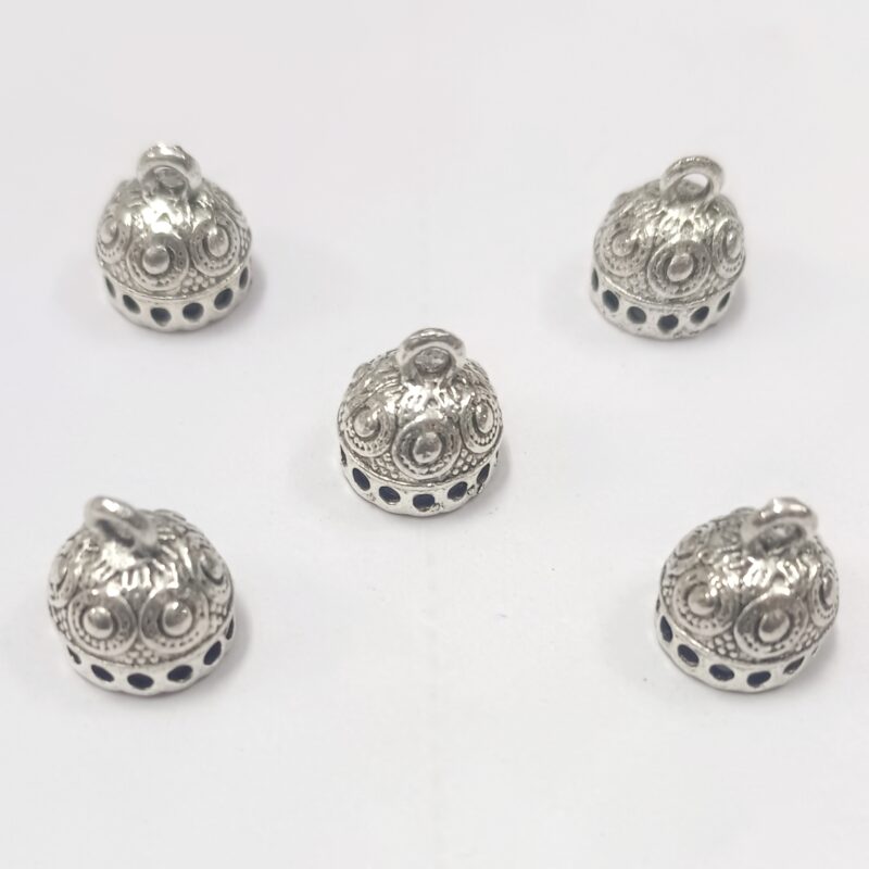 Oxidized Silver Plated Jhumka Base For Jewelry Making 10x10 Mm- Pack of 4 Pieces