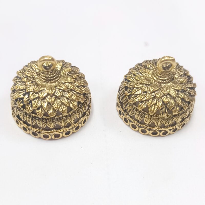 Oxidized Gold Plated Jhumka Base For Jewelry Making 20 Mm * 20 Mm- Pack of 2 Pieces