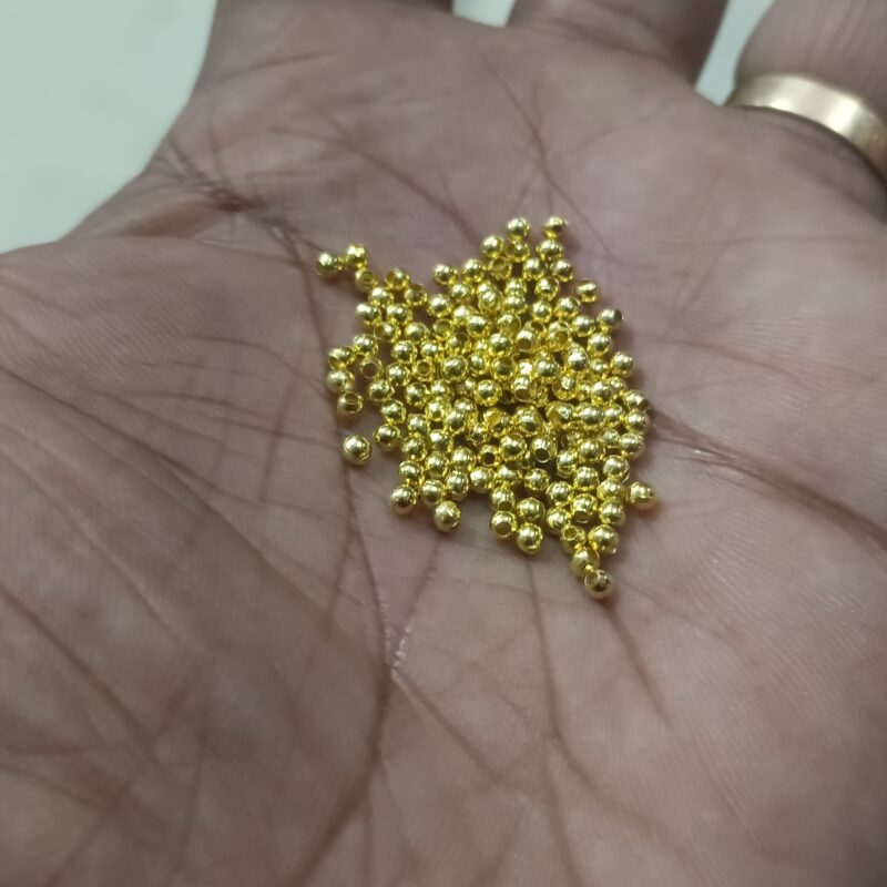 Golden Iron Ball Spacer Beads 2Mm -  Sold As A Pack of 50 Grams (Approx. 1400+ Beads) - Image 2