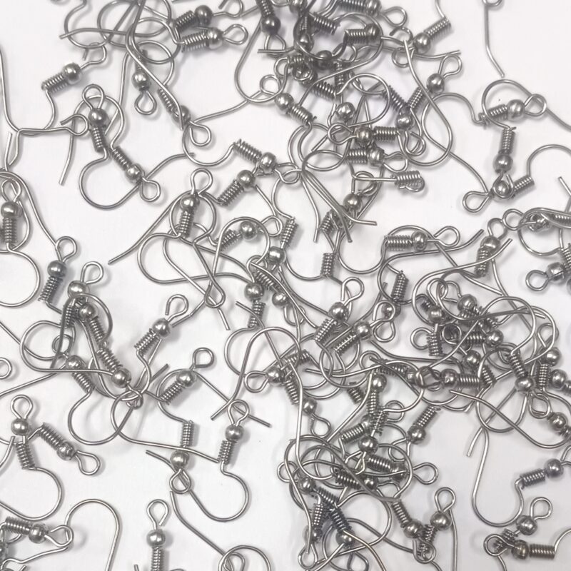 Rhodium Plated Earring Hooks Fish Hook Earring Parts 20X7 Mm- Pack Of 100 Pieces