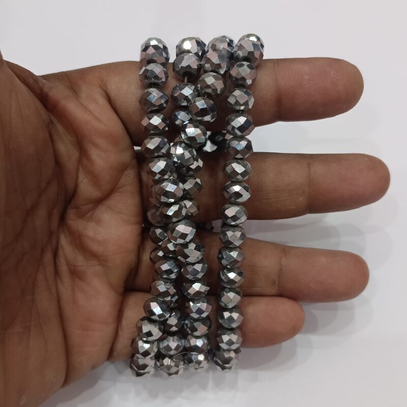 Mettalic Silver Crystal Beads 8mm