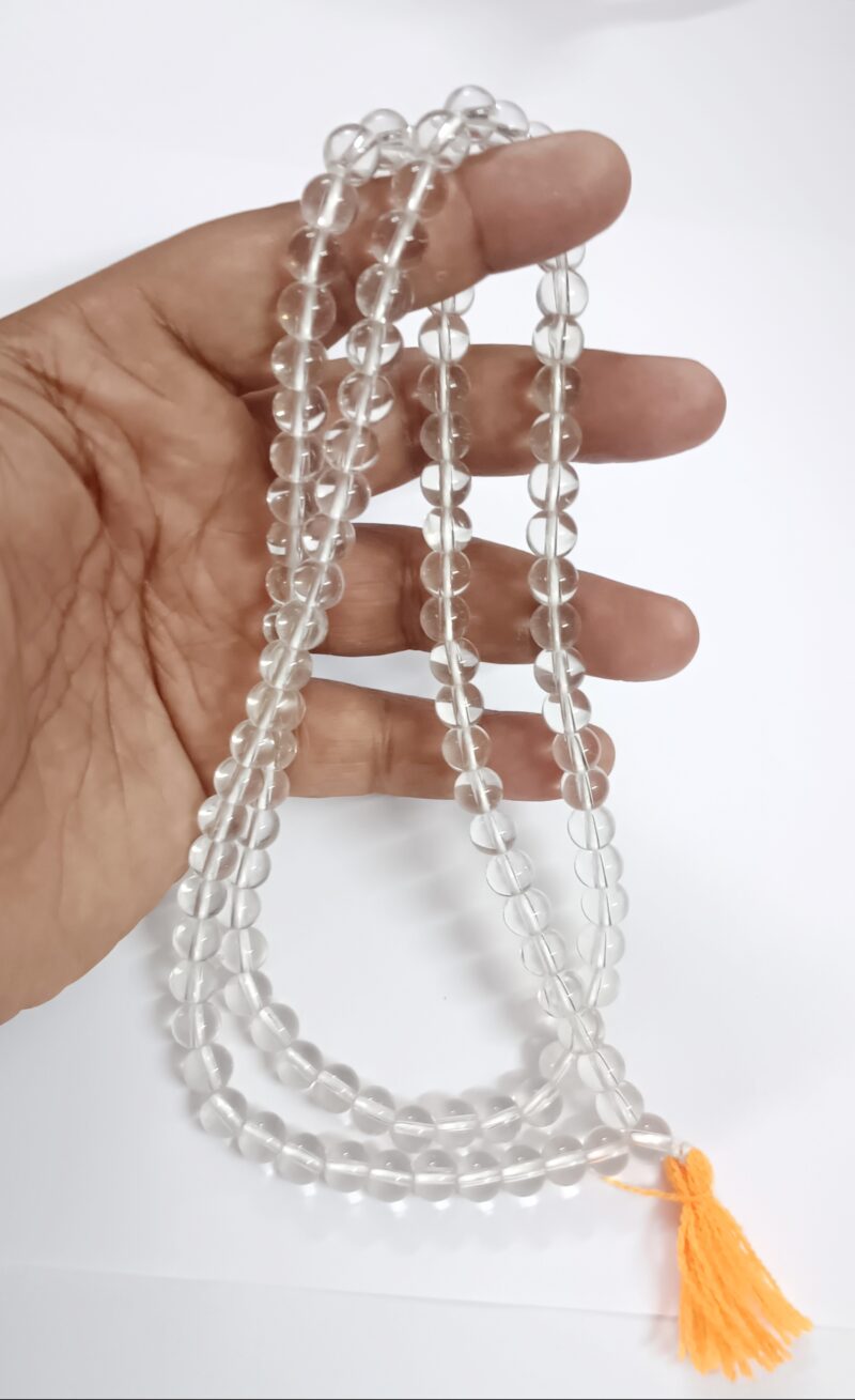 Certified Lab Tested Sphatik Mala 8 MM Round 108+1 Beads - Sold As 1 Pieces - Image 2