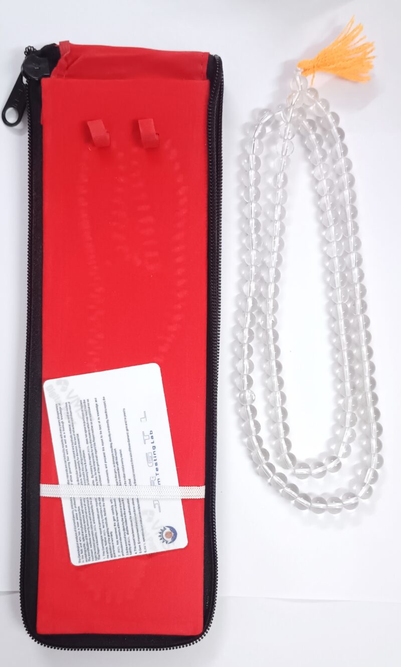 Certified Lab Tested Sphatik Mala 8 MM Round 108+1 Beads - Sold As 1 Pieces - Image 3